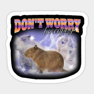 Cabybara Vintage 90s Bootleg Style T-Shirt, don't worry be cappy Shirt, Funny Capybara Meme Sticker